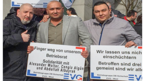 Engagierte Betriebsräte der DB Sicherheit v.l.n.r Alexander Wolter, Cengiz Algün und Abdullah Albayrak Engagierte Betriebsräte der DB Sicherheit v.l.n.r Alexander Wolter, Cengiz Algün und Abdullah Albayrak
