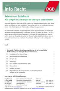 DGB Info Recht - „Was bringen die Änderungen bei Elterngeld und Elternzeit?“