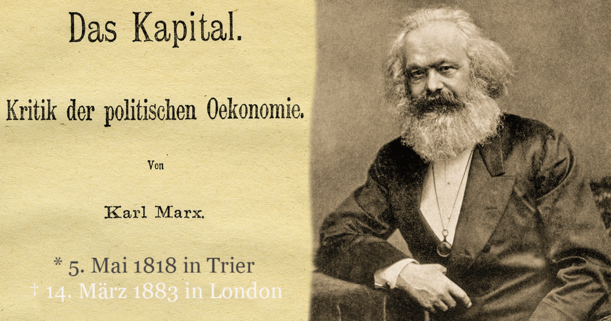 Karl Marx zum 200. Geburtstag. Proletarier aller Länder vereinigt. Euch Werdet Mitglied in den DGB Gewerkschaften.