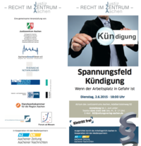 Flyer zur Veranstaltung "Spannungsfeld Kündigung - Wenn der Arbeitsplatz in Gefahr ist" vom 02.06.2015