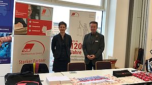 Teamleiter Jürgen Baumann und Rechtsschutzsekretärin Patricia Köpp bei  der sächsischen Betriebs- und Personalrätekonferenz in Chemnitz. Copyright by DGB Rechtsschutz GmbH